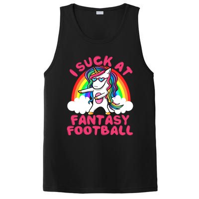 I Suck At Fantasy Football Loser Trophy Unicorn Rainbow PosiCharge Competitor Tank