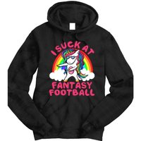 I Suck At Fantasy Football Loser Trophy Unicorn Rainbow Tie Dye Hoodie