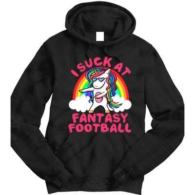 I Suck At Fantasy Football Loser Trophy Unicorn Rainbow Tie Dye Hoodie