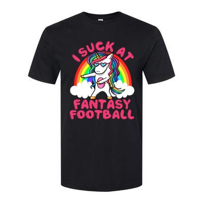 I Suck At Fantasy Football Loser Trophy Unicorn Rainbow Softstyle CVC T-Shirt