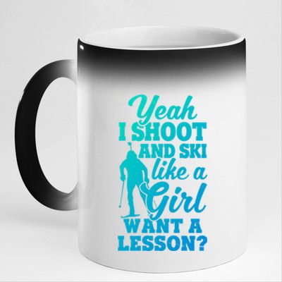 I Shoot And Ski Like Ski Shooter Skiing Biathlon Great Gift 11oz Black Color Changing Mug