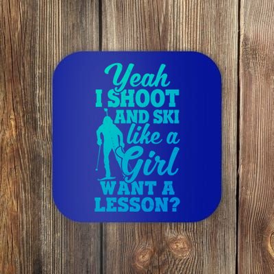 I Shoot And Ski Like Ski Shooter Skiing Biathlon Great Gift Coaster