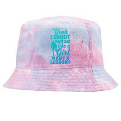 I Shoot And Ski Like Ski Shooter Skiing Biathlon Great Gift Tie-Dyed Bucket Hat