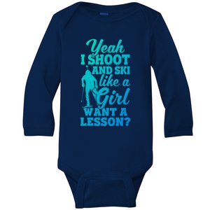 I Shoot And Ski Like Ski Shooter Skiing Biathlon Great Gift Baby Long Sleeve Bodysuit