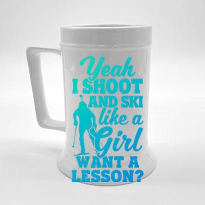 I Shoot And Ski Like Ski Shooter Skiing Biathlon Great Gift Beer Stein