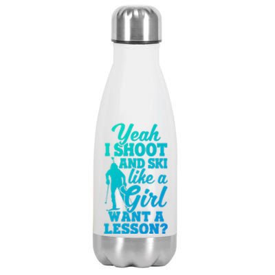 I Shoot And Ski Like Ski Shooter Skiing Biathlon Great Gift Stainless Steel Insulated Water Bottle