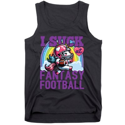 I Suck At Fantasy Football Unicorn Rainbow Loser Tank Top