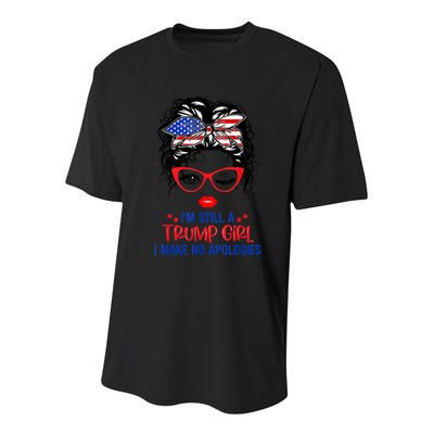 I'm Still A Trump Girl, I Make No Apologies Trump 2024 Youth Performance Sprint T-Shirt