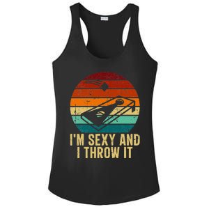 IM Sexy And I Throw It Cornhole Funny Retro Cornhole Ladies PosiCharge Competitor Racerback Tank