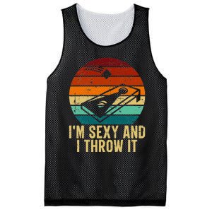 IM Sexy And I Throw It Cornhole Funny Retro Cornhole Mesh Reversible Basketball Jersey Tank