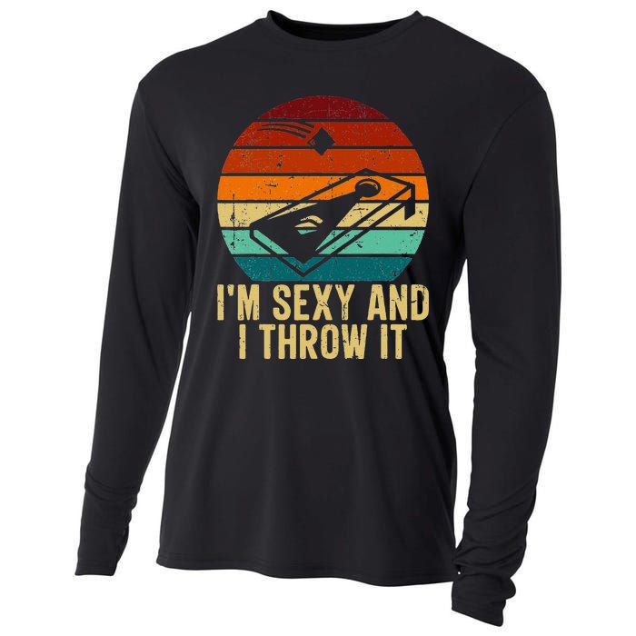 IM Sexy And I Throw It Cornhole Funny Retro Cornhole Cooling Performance Long Sleeve Crew