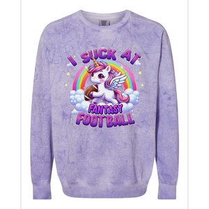 I Suck At Fantasy Football Funny Unicorn Rainbow Loser Gift Colorblast Crewneck Sweatshirt