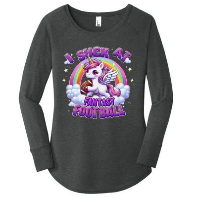 I Suck At Fantasy Football Funny Unicorn Rainbow Loser Gift Women's Perfect Tri Tunic Long Sleeve Shirt