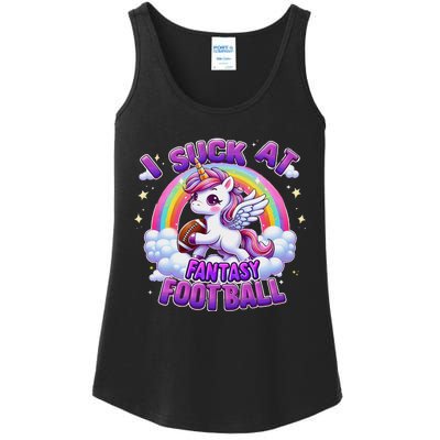 I Suck At Fantasy Football Funny Unicorn Rainbow Loser Gift Ladies Essential Tank