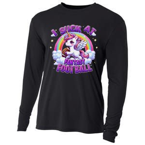 I Suck At Fantasy Football Funny Unicorn Rainbow Loser Gift Cooling Performance Long Sleeve Crew