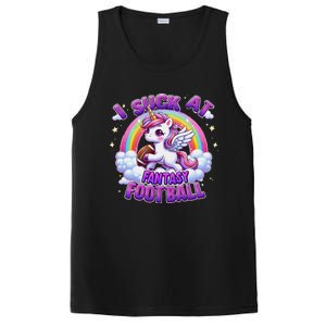 I Suck At Fantasy Football Funny Unicorn Rainbow Loser Gift PosiCharge Competitor Tank