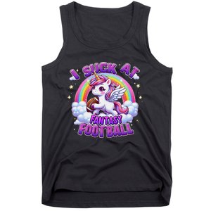 I Suck At Fantasy Football Funny Unicorn Rainbow Loser Gift Tank Top