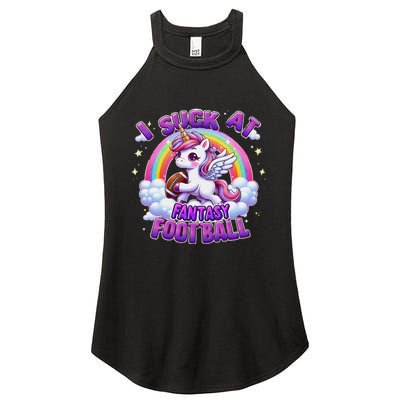 I Suck At Fantasy Football Funny Unicorn Rainbow Loser Gift Women's Perfect Tri Rocker Tank