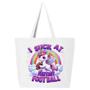 I Suck At Fantasy Football Funny Unicorn Rainbow Loser Gift 25L Jumbo Tote