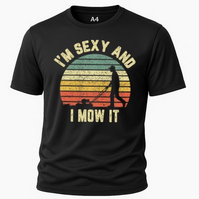 IM Sexy And I Mow It Retro Grass Lawn Mower Performance Shirt