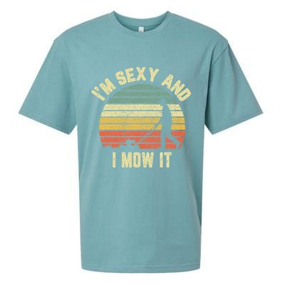 IM Sexy And I Mow It Retro Grass Lawn Mower Sueded Cloud Jersey T-Shirt