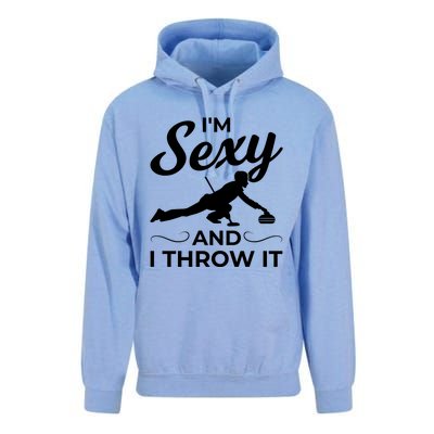 IM Sexy And I Throw It Curling Player Gift Unisex Surf Hoodie