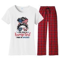 Im Still A Trump Girl I Make No Apologies Trump 2024 Tee Women's Flannel Pajama Set