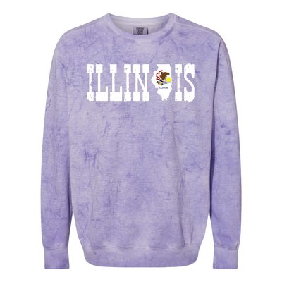 Illinois State And Illinois Flag With Pride For Illinois Colorblast Crewneck Sweatshirt