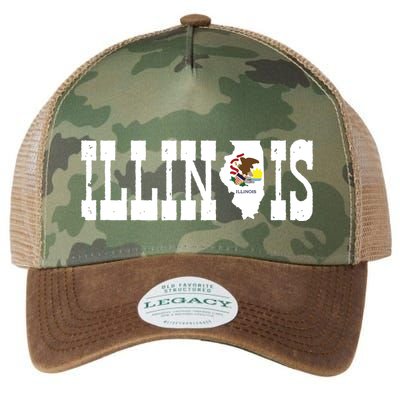 Illinois State And Illinois Flag With Pride For Illinois Legacy Tie Dye Trucker Hat