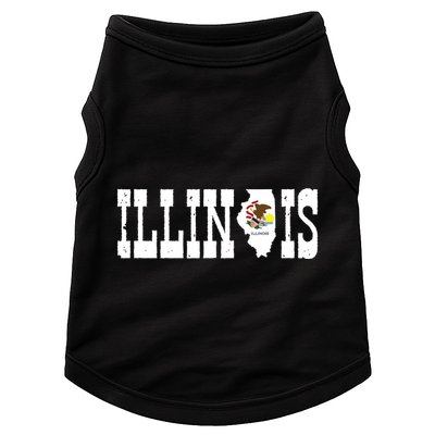 Illinois State And Illinois Flag With Pride For Illinois Doggie Tank