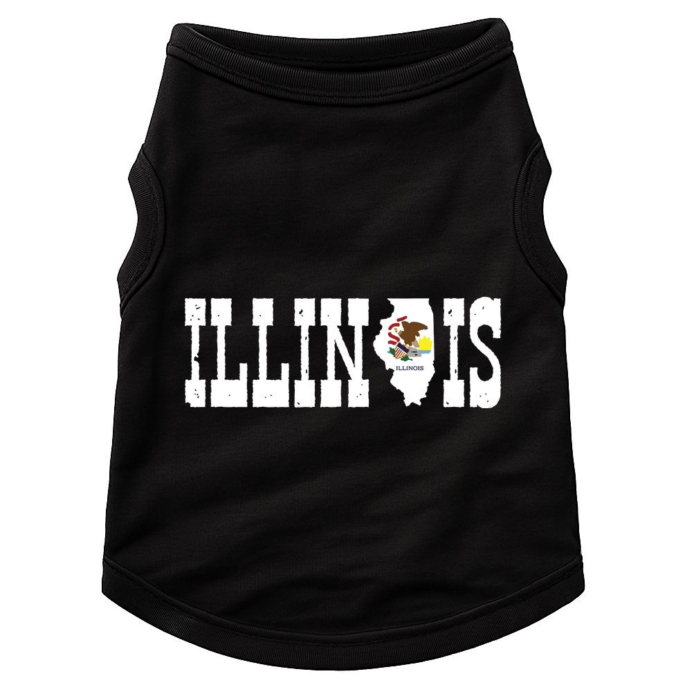 Illinois State And Illinois Flag With Pride For Illinois Doggie Tank