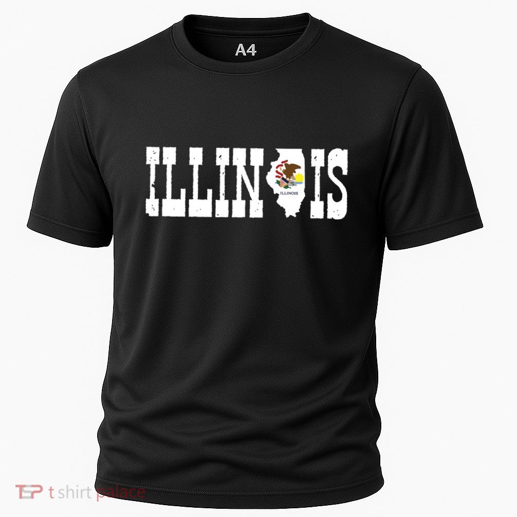 Illinois State And Illinois Flag With Pride For Illinois Performance Shirt