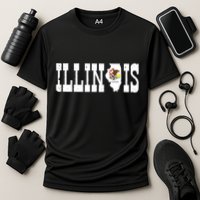Illinois State And Illinois Flag With Pride For Illinois Performance Shirt