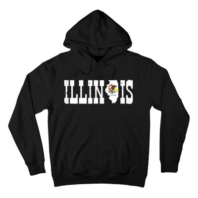 Illinois State And Illinois Flag With Pride For Illinois Hoodie