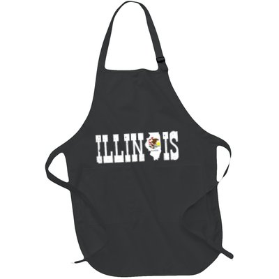 Illinois State And Illinois Flag With Pride For Illinois Apron