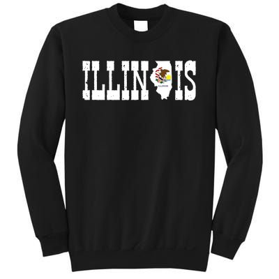 Illinois State And Illinois Flag With Pride For Illinois Sweatshirt