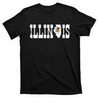 Illinois State And Illinois Flag With Pride For Illinois T-Shirt