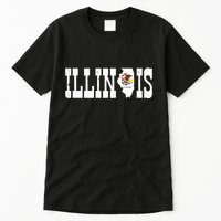 Illinois State And Illinois Flag With Pride For Illinois Tall T-Shirt