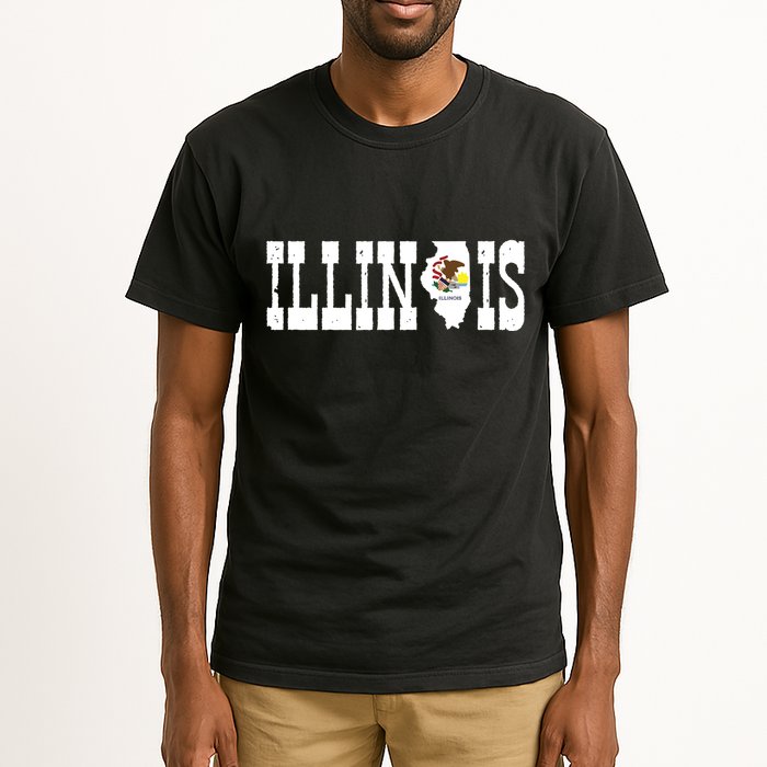 Illinois State And Illinois Flag With Pride For Illinois Tall T-Shirt