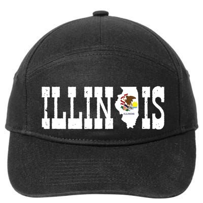 Illinois State And Illinois Flag With Pride For Illinois 7-Panel Snapback Hat