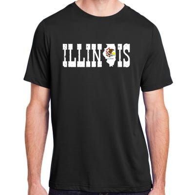 Illinois State And Illinois Flag With Pride For Illinois Adult ChromaSoft Performance T-Shirt