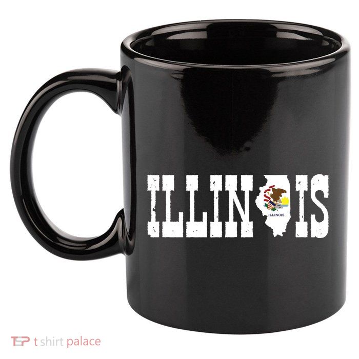 Illinois State And Illinois Flag With Pride For Illinois 11oz C Handle Ceramic Mug