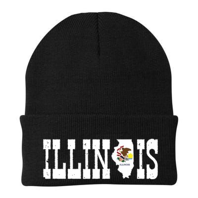 Illinois State And Illinois Flag With Pride For Illinois Beanie