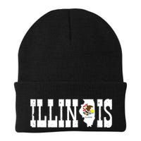 Illinois State And Illinois Flag With Pride For Illinois Beanie