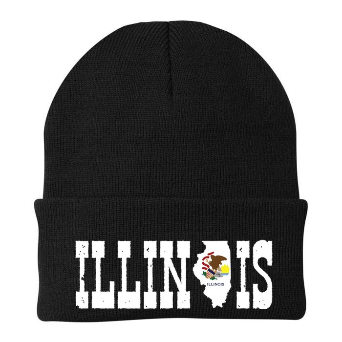 Illinois State And Illinois Flag With Pride For Illinois Beanie
