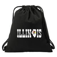 Illinois State And Illinois Flag With Pride For Illinois Drawstring Bag