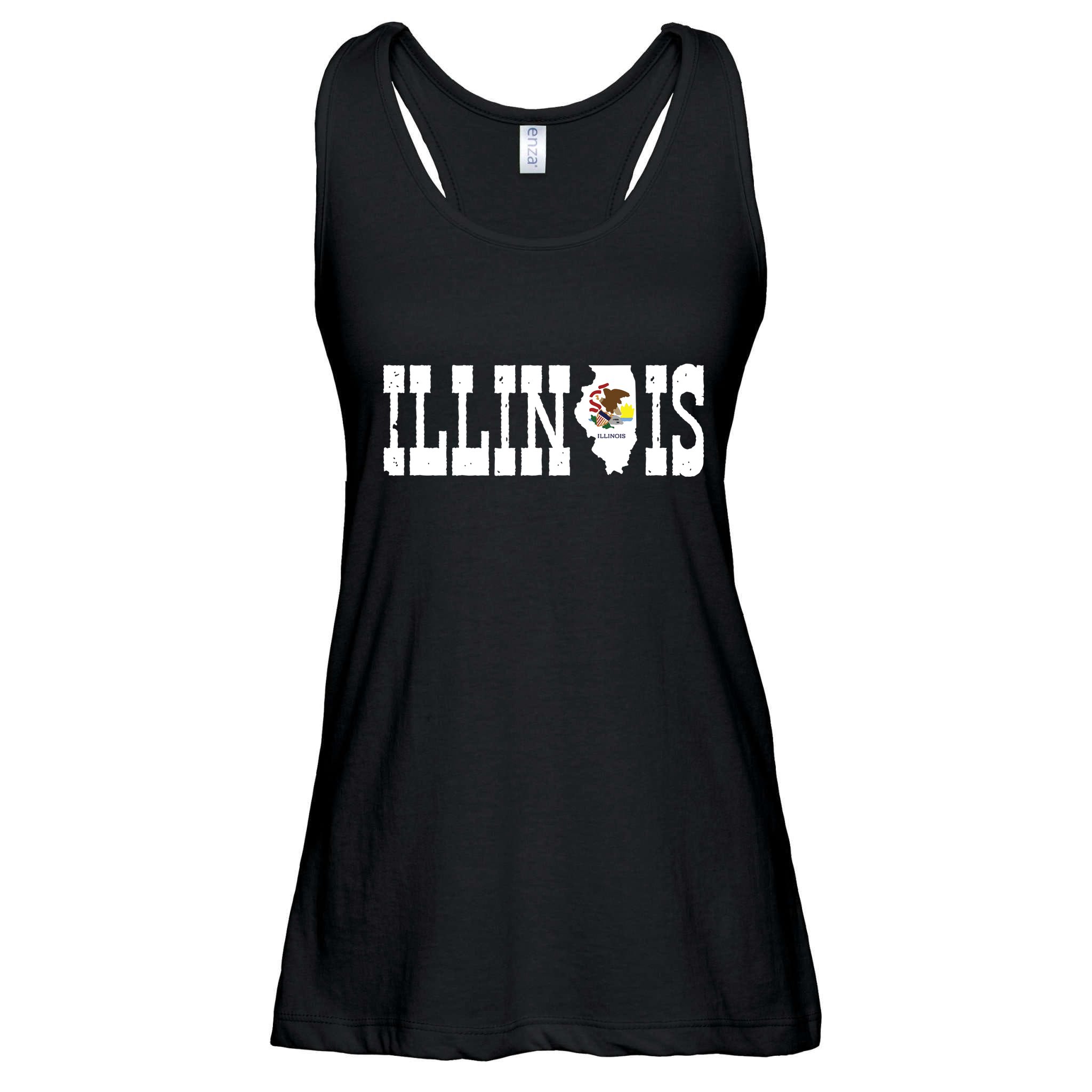 Illinois State And Illinois Flag With Pride For Illinois Ladies Essential Flowy Tank