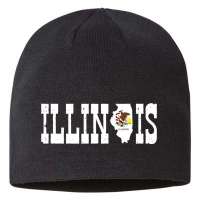 Illinois State And Illinois Flag With Pride For Illinois Sustainable Beanie