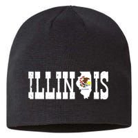 Illinois State And Illinois Flag With Pride For Illinois Sustainable Beanie