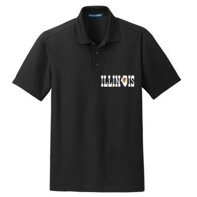 Illinois State And Illinois Flag With Pride For Illinois Dry Zone Grid Polo